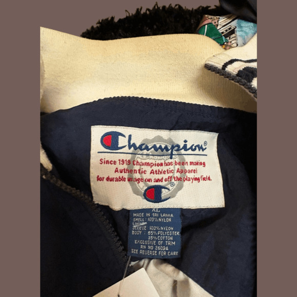 Champion Half-Zip Pullover | Navy Striped | Size XL | Vintage - Picture 5 of 6